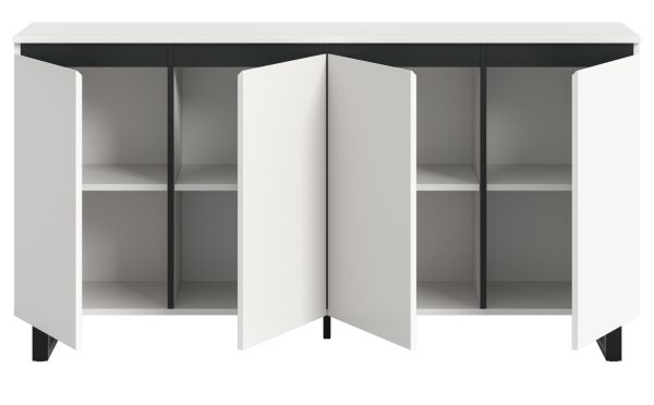Sideboard Gelia in wei und schwarz Kommode 160 x 84 cm, Soft-Close