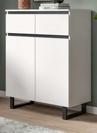 Kommode Gelia in wei und schwarz Highboard 80 x 99 cm, Soft-Close