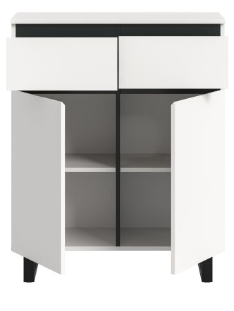 Kommode Gelia in wei� und schwarz Highboard 80 x 99 cm, Soft-Close