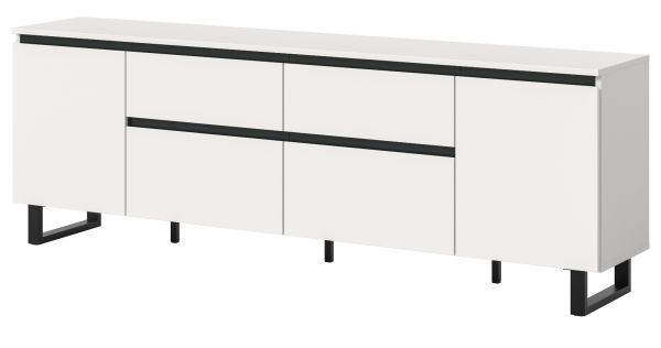 TV-Lowboard Gelia in wei� und schwarz TV Unterteil 188 x 65 cm, Soft-Close und Komforth�he