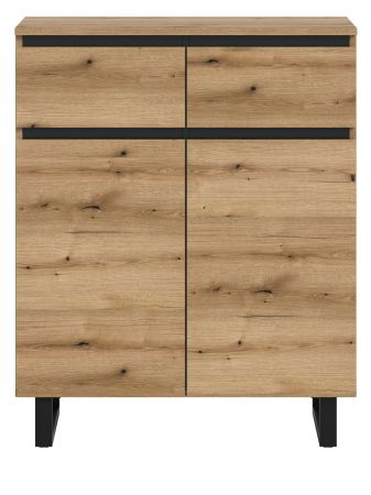 Kommode Gelia in Evoke Eiche und schwarz Highboard 80 x 99 cm, Soft-Close