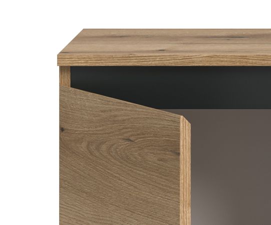 TV-Lowboard Gelia in Evoke Eiche und schwarz TV Unterteil 188 x 65 cm, Soft-Close und Komforthhe