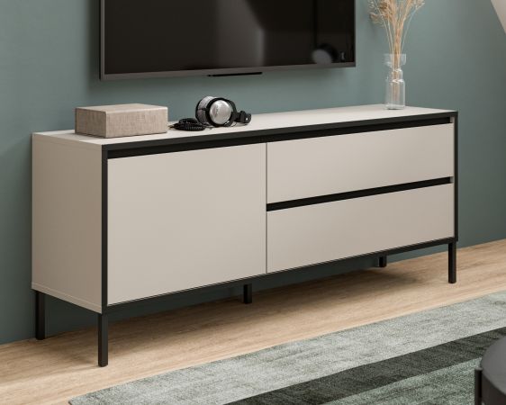 TV-Lowboard Torello in kaschmir und schwarz TV Unterteil mit Komforthhe 150 x 62 cm