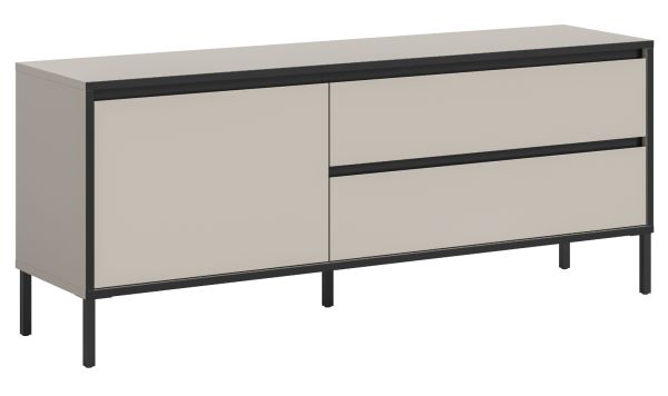 TV-Lowboard Torello in kaschmir und schwarz TV Unterteil mit Komforthhe 150 x 62 cm