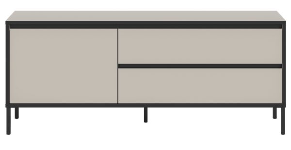 TV-Lowboard Torello in kaschmir und schwarz TV Unterteil mit Komforthhe 150 x 62 cm