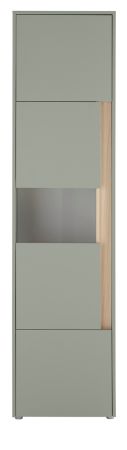 Vitrine Center in Salbei und Barista Eiche Vitrinenschrank 50 x 197 cm