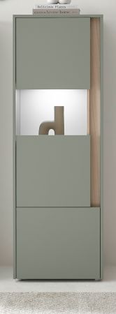 Vitrine Center in Salbei und Barista Eiche Vitrinenschrank 50 x 155 cm