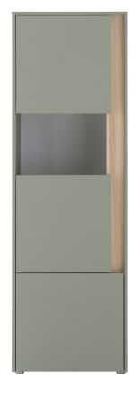 Vitrine Center in Salbei und Barista Eiche Vitrinenschrank 50 x 155 cm
