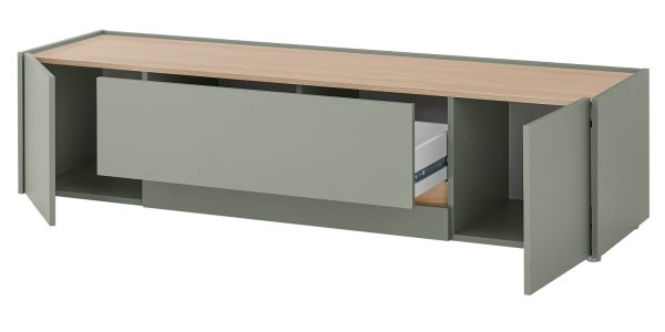 TV-Lowboard Center in Salbei und Barista Eiche TV Unterteil 170 cm