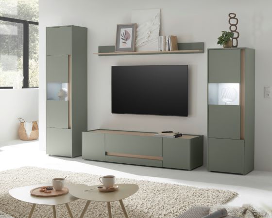 TV-Lowboard Center in Salbei und Barista Eiche TV Unterteil 170 cm