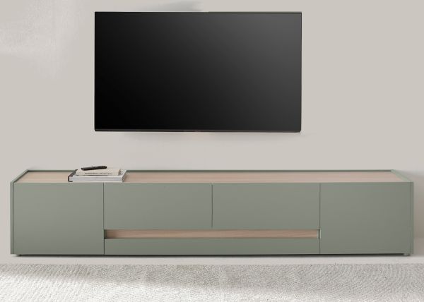 TV-Lowboard Center in Salbei und Barista Eiche TV Unterteil 220 cm TV-Board XL