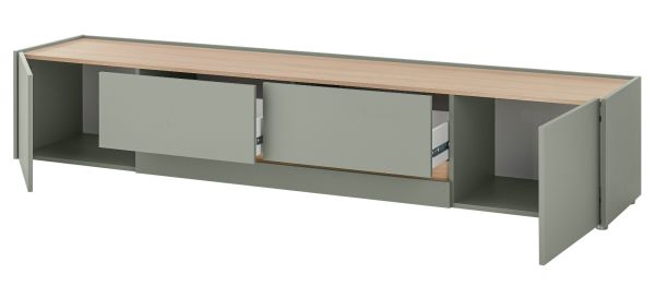 TV-Lowboard Center in Salbei und Barista Eiche TV Unterteil 220 cm TV-Board XL