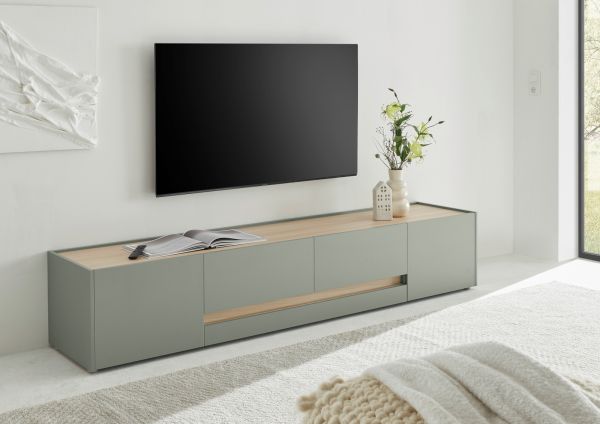 TV-Lowboard Center in Salbei und Barista Eiche TV Unterteil 220 cm TV-Board XL