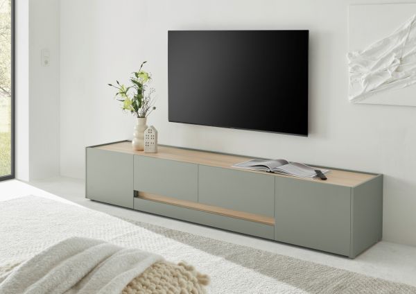 TV-Lowboard Center in Salbei und Barista Eiche TV Unterteil 220 cm TV-Board XL