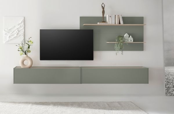 TV-Lowboard Center in Salbei und Barista Eiche TV-Unterteil hngend 150 cm Hngeschrank