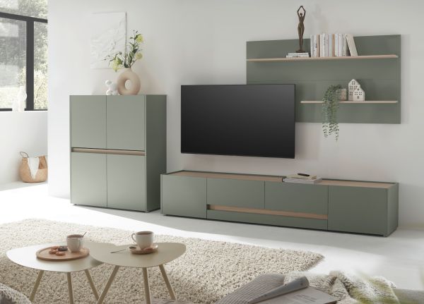 Highboard Center in Salbei und Barista Eiche Kommode 100 x 120 cm