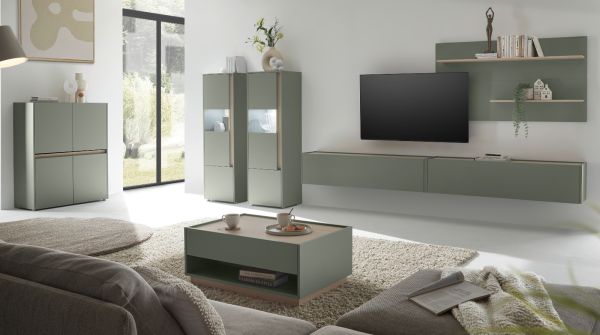 Couchtisch Center in Salbei und Barista Eiche Beistelltisch 90 x 60 cm