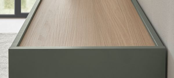 Wohnwand Center in Salbei und Barista Eiche Set 5-teilig mit XXL TV-Board 340 cm