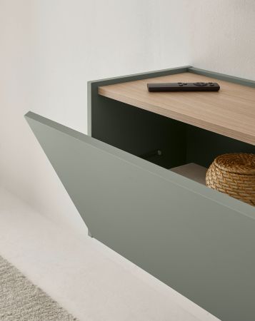 Wohnwand Center in Salbei und Barista Eiche Set 5-teilig mit XXL TV-Board 340 cm