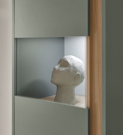 Schrank Set 3-teilig Center in Salbei und Barista Eiche Wohnkombination 3 x Vitrine 190 x 155 cm