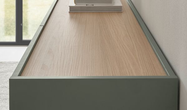 Wohnwand Center in Salbei und Barista Eiche Wohnkombination Set 3-teilig 340 cm