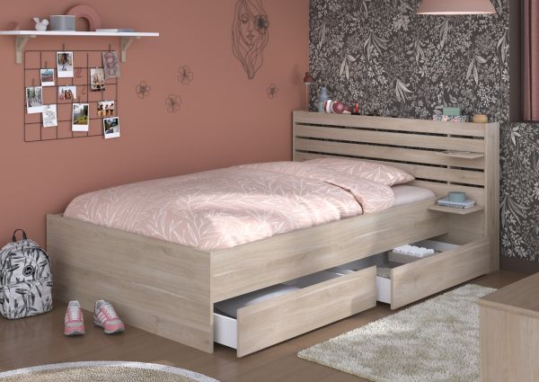 Parisot Kinder- und Jugendzimmer Stauraumbett Escale7 in Eiche japanisch Bett Liegeflche 120 x 200 cm