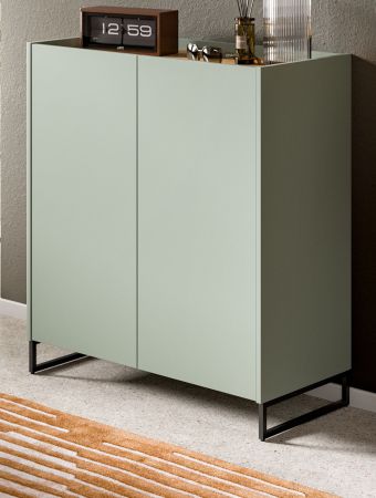 Schuhschrank Borga in Salbei und Artisan Eiche Flur Kommode 90 x 97 cm, Soft-Close