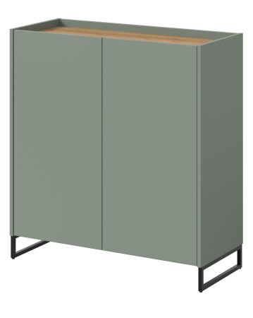 Schuhschrank Borga in Salbei und Artisan Eiche Flur Kommode 90 x 97 cm, Soft-Close