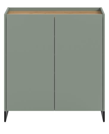 Schuhschrank Borga in Salbei und Artisan Eiche Flur Kommode 90 x 97 cm, Soft-Close