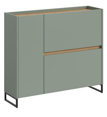 Schuhkipper Borga in Salbei und Artisan Eiche Schuhschrank 110 x 94 cm, Soft-Close