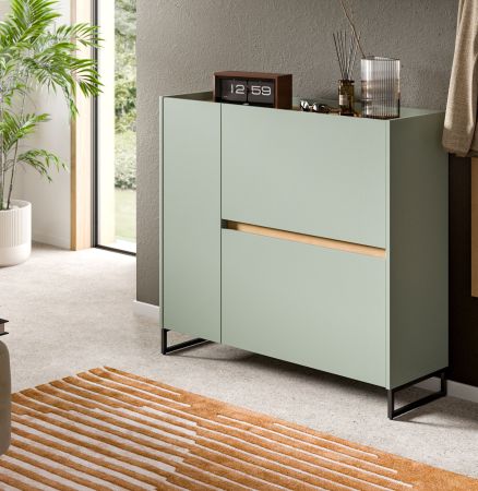 Schuhkipper Borga in Salbei und Artisan Eiche Schuhschrank 110 x 94 cm, Soft-Close