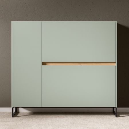 Schuhkipper Borga in Salbei und Artisan Eiche Schuhschrank 110 x 94 cm, Soft-Close