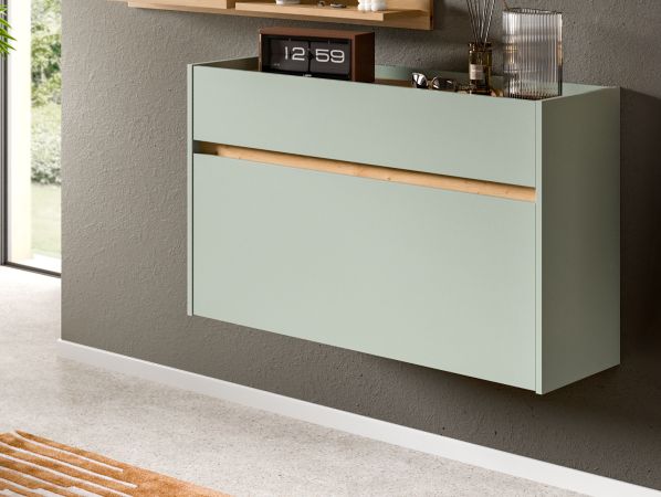 Schuhkipper Borga in Salbei und Artisan Eiche Schuhschrank hngend 110 cm