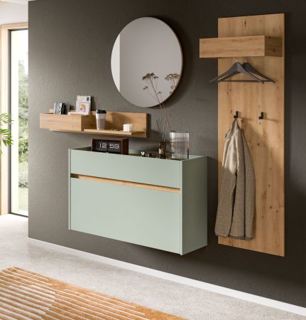 Garderobe Set 4-teilig Borga in Salbei und Artisan Eiche 205 x 197 cm