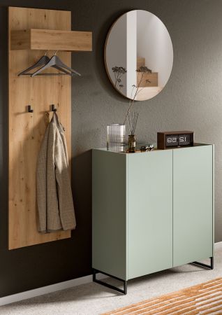 Garderobe Set 3-teilig Borga in Salbei und Artisan Eiche 155 x 197 cm, Soft-Close