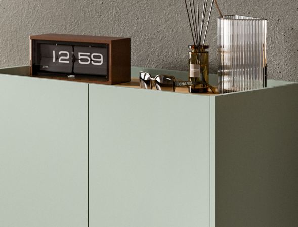 Garderobe Set 4-teilig Borga in Salbei und Artisan Eiche 186 x 197 cm, Soft-Close