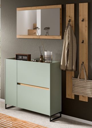 Garderobe Set 4-teilig Borga in Salbei und Artisan Eiche 172 x 197 cm, Soft-Close