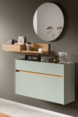 Garderobe Set 3-teilig Borga in Salbei und Artisan Eiche 140 x 197 cm