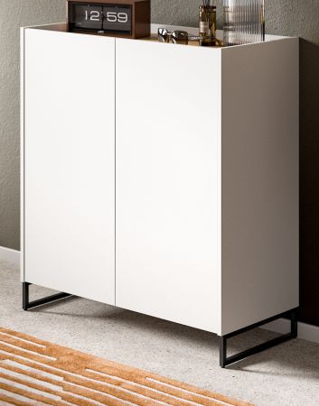 Schuhschrank Borga in wei und Artisan Eiche Flur Kommode 90 x 97 cm, Soft-Close