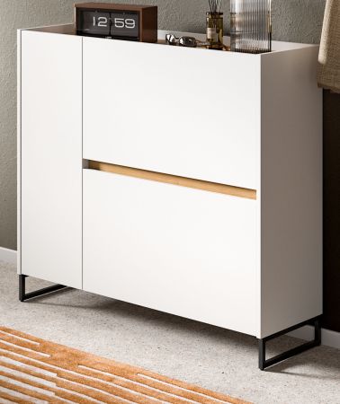 Schuhkipper Borga in wei und Artisan Eiche Schuhschrank 110 x 94 cm, Soft-Close