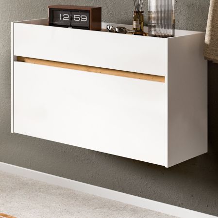 Schuhkipper Borga in wei und Artisan Eiche Schuhschrank hngend 110 cm