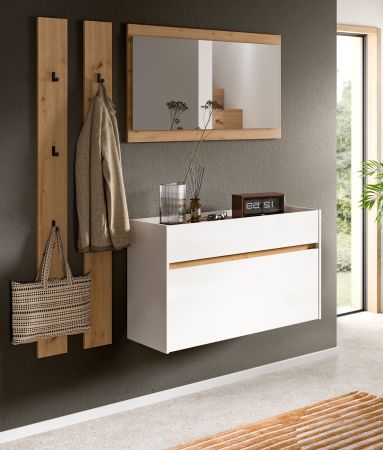 Schuhkipper Borga in wei und Artisan Eiche Schuhschrank hngend 110 cm