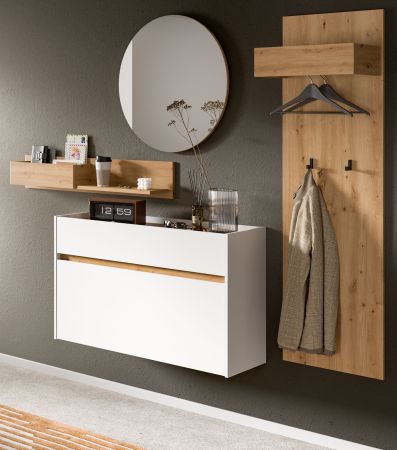 Garderobe Set 4-teilig Borga in wei und Artisan Eiche 205 x 197 cm