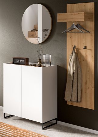 Garderobe Set 3-teilig Borga in wei und Artisan Eiche 155 x 197 cm, Soft-Close