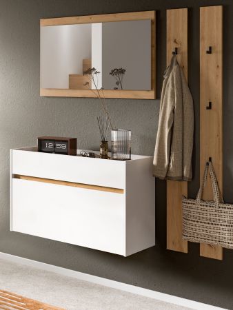 Garderobe Set 4-teilig Borga in wei und Artisan Eiche 172 x 197 cm