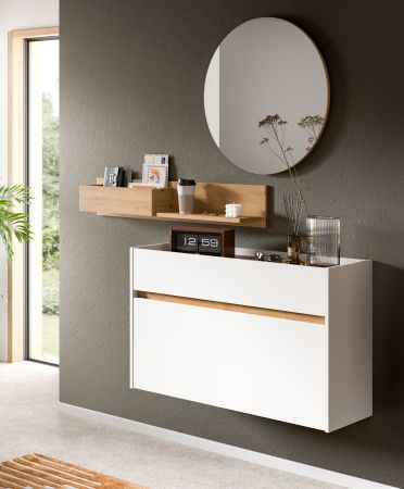 Garderobe Set 3-teilig Borga in wei und Artisan Eiche 140 x 197 cm