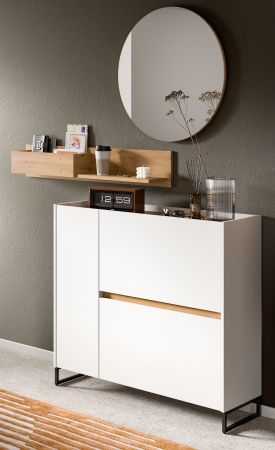 Garderobe Set 3-teilig Borga in wei und Artisan Eiche 140 x 197 cm, Soft-Close