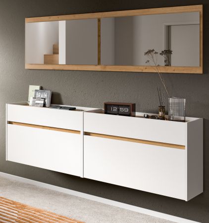 Garderobe Set 4-teilig Borga in wei und Artisan Eiche 220 x 192 cm