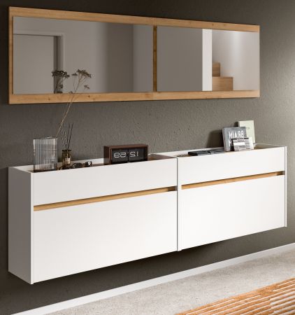 Garderobe Set 4-teilig Borga in wei und Artisan Eiche 220 x 192 cm