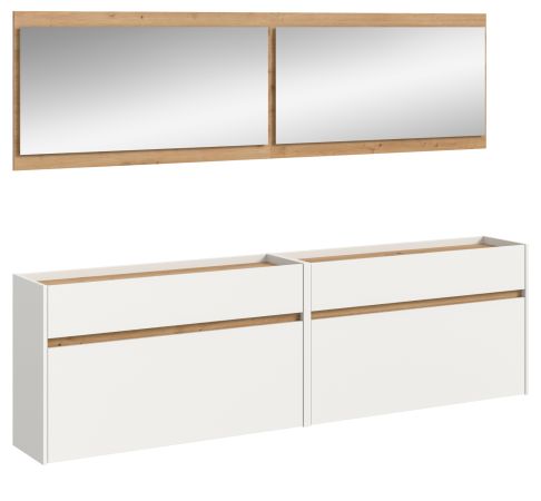 Garderobe Set 4-teilig Borga in wei und Artisan Eiche 220 x 192 cm